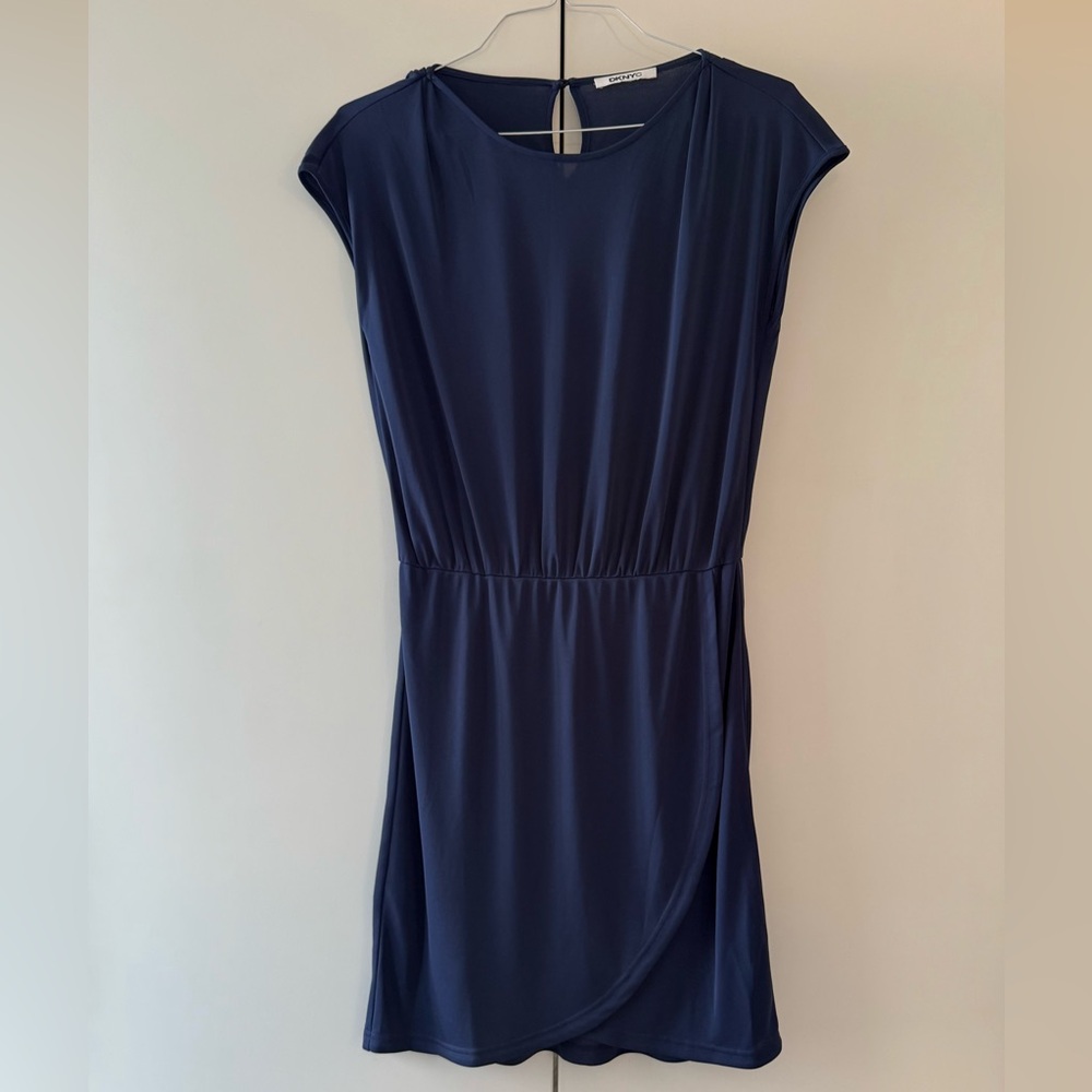 DKNY Navy Blue Elastic Waist Tulip Hem Dress Size S/M